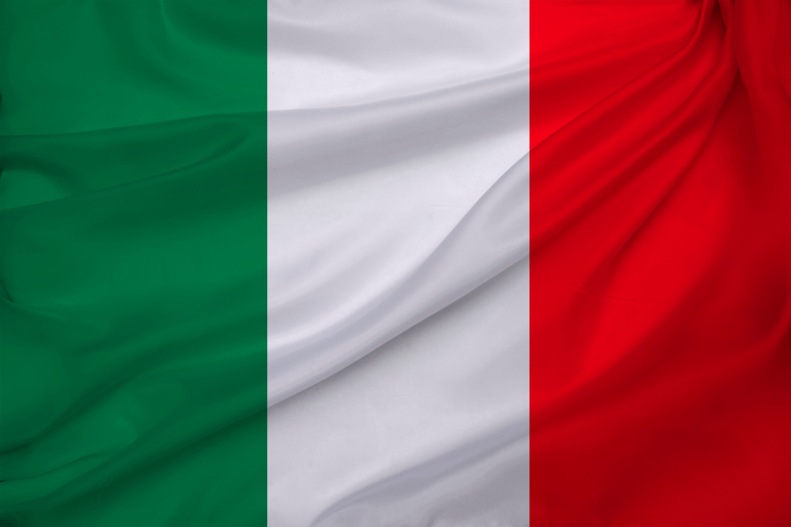 Italian flag with vertical green, white, and red stripes.