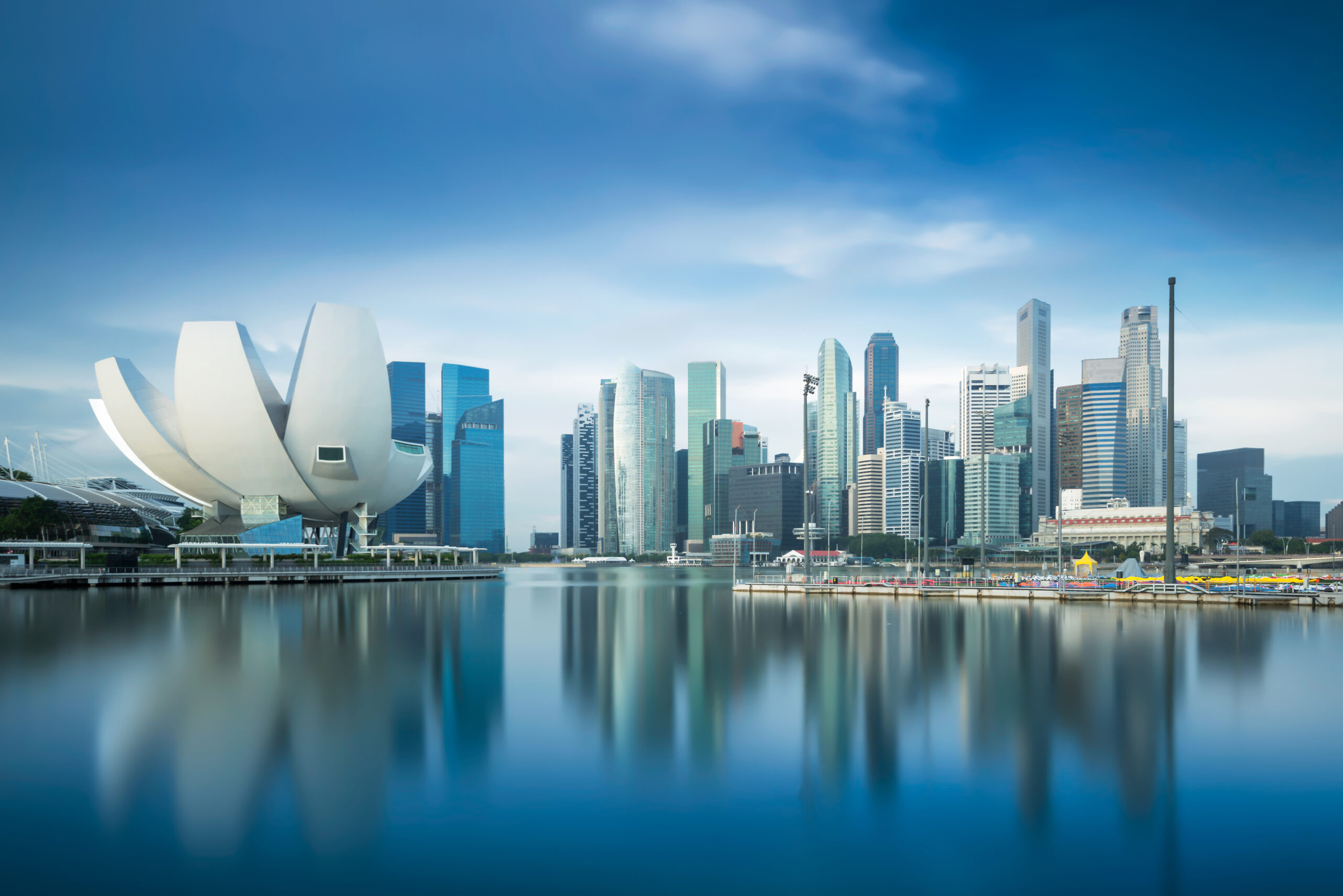 Skyline of Singapore - a modern city with high-rise buildings and a waterfront