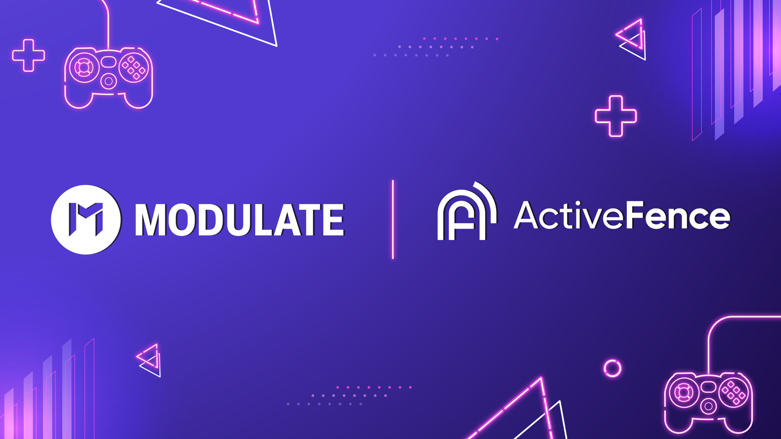 Modulate and ActiveFence partnership announcement with gaming icons