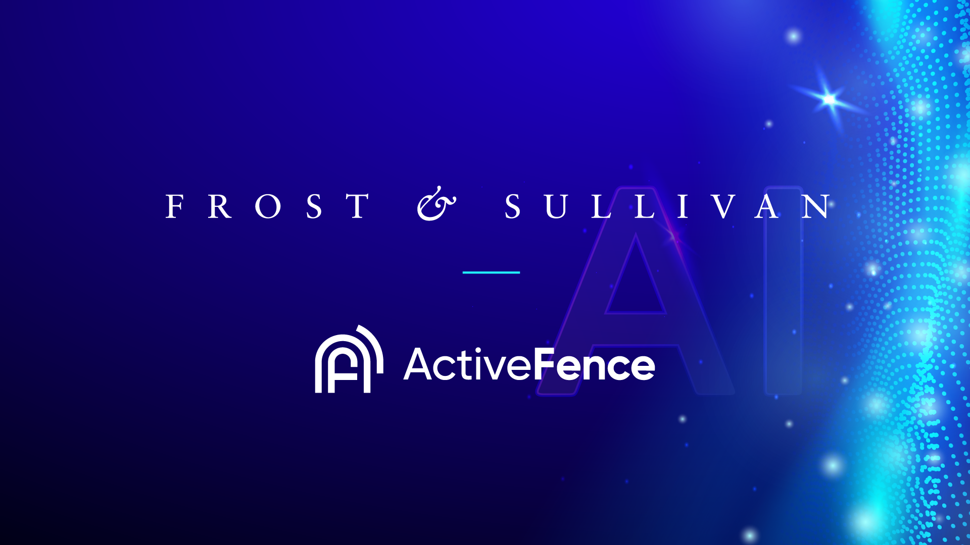 Frost & Sullivan and ActiveFence logos on a blue AI-themed background.