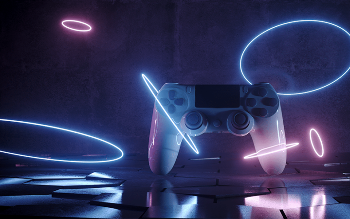 Gaming controller with neon lights, representing efforts to tackle video game cheating