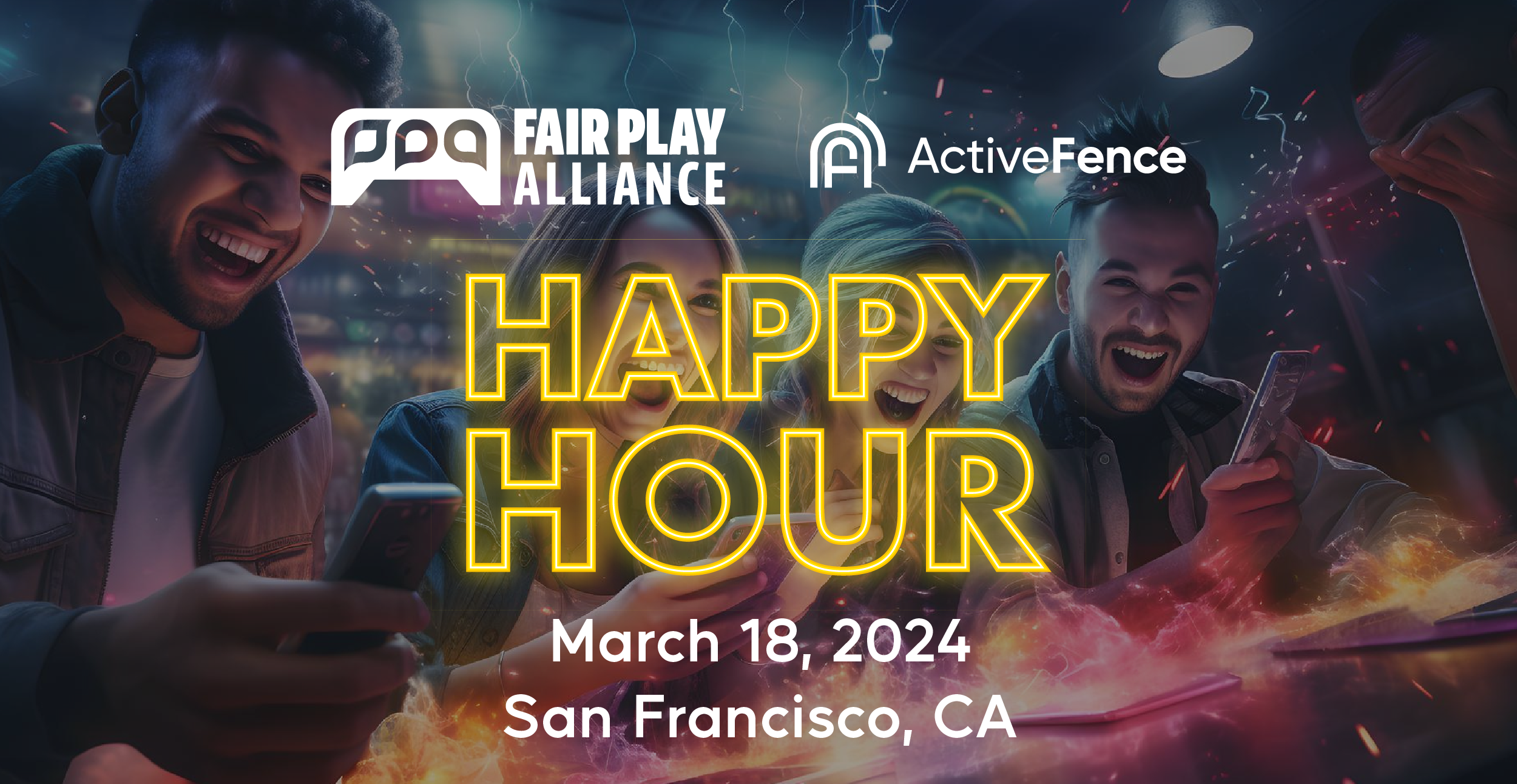 Happy Hour event hosted by Fair Play Alliance and ActiveFence on March 18, 2024, in San Francisco, CA.