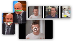 Various images of deepfake videos used in generative AI impersonation scams