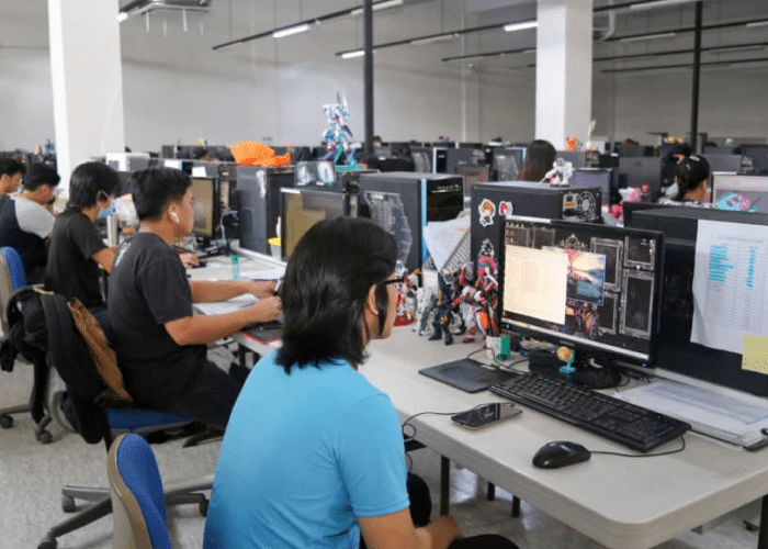 Busy Office Workspace with Focused Employees