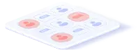 Illustration showing various user profile icons with red and blue markers.